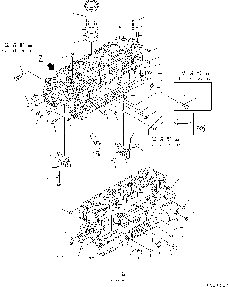 Схема запчастей Komatsu S6D125-1AH - БЛОК ЦИЛИНДРОВ(№78-) ДВИГАТЕЛЬ