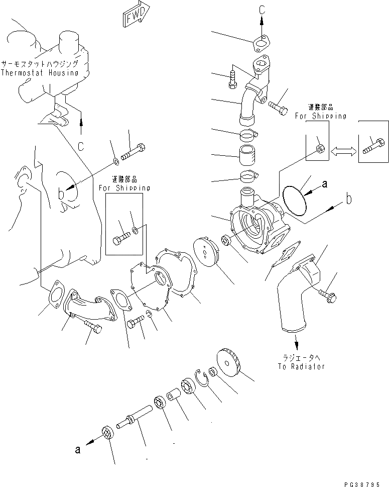 Схема запчастей Komatsu S6D125-1AH - ВОДЯНАЯ ПОМПА(№78-) ДВИГАТЕЛЬ
