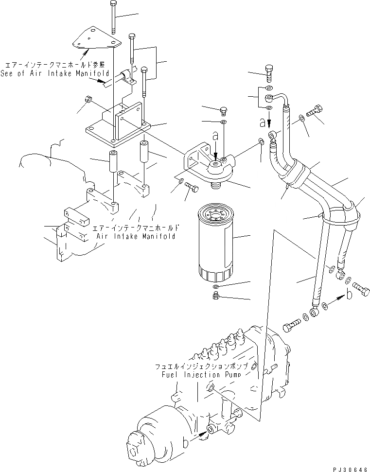 Схема запчастей Komatsu S6D125-1TT - ТОПЛИВН. ФИЛЬТР. И ТРУБЫ ТОПЛИВН. СИСТЕМА