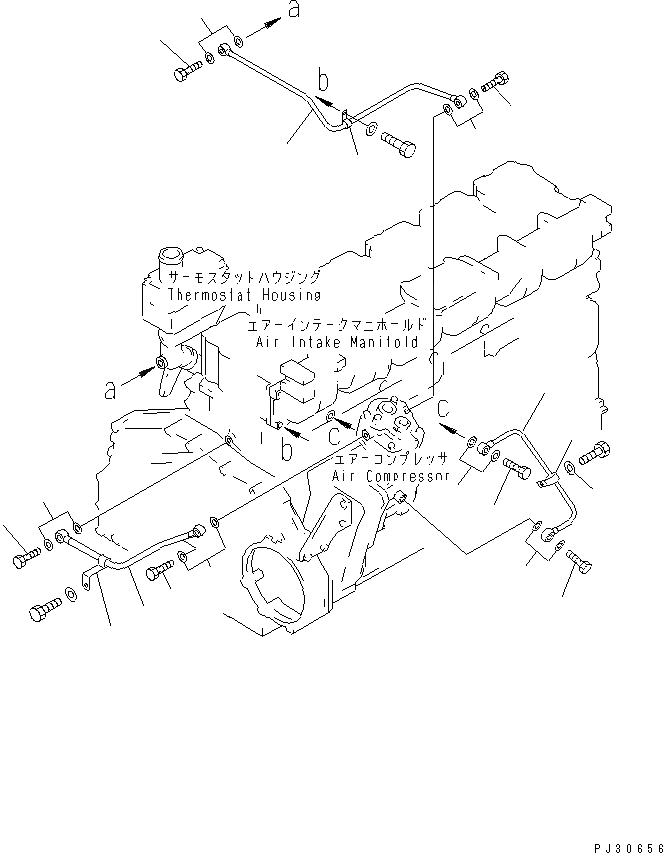 Схема запчастей Komatsu S6D125-1TT - ЛИНИЯ КОМПРЕССОРА АКСЕССУАРЫ