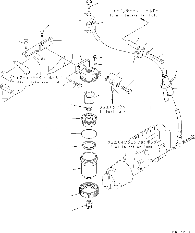 Схема запчастей Komatsu S6D125-1AM - КРЕПЛЕНИЕ ВОДООТДЕЛИТЕЛЯ(№7-) ДВИГАТЕЛЬ