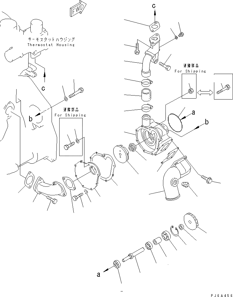 Схема запчастей Komatsu S6D125-1AM - ВОДЯНАЯ ПОМПА(№7-) ДВИГАТЕЛЬ