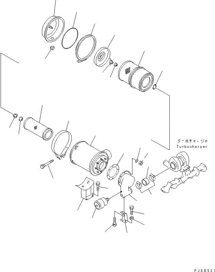 Схема запчастей Komatsu S6D125E-2K-6 - ВОЗДУХООЧИСТИТЕЛЬ КРЕПЛЕНИЕ(№7-) ДВИГАТЕЛЬ
