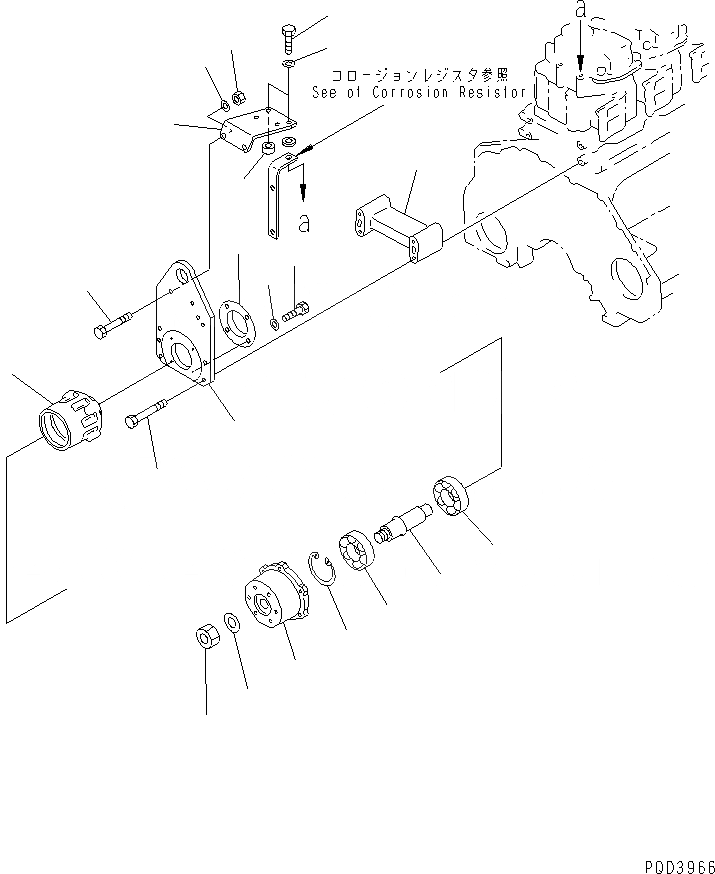 Схема запчастей Komatsu S6D125E-2K-6 - ПРИВОД ВЕНТИЛЯТОРА(№-) ДВИГАТЕЛЬ