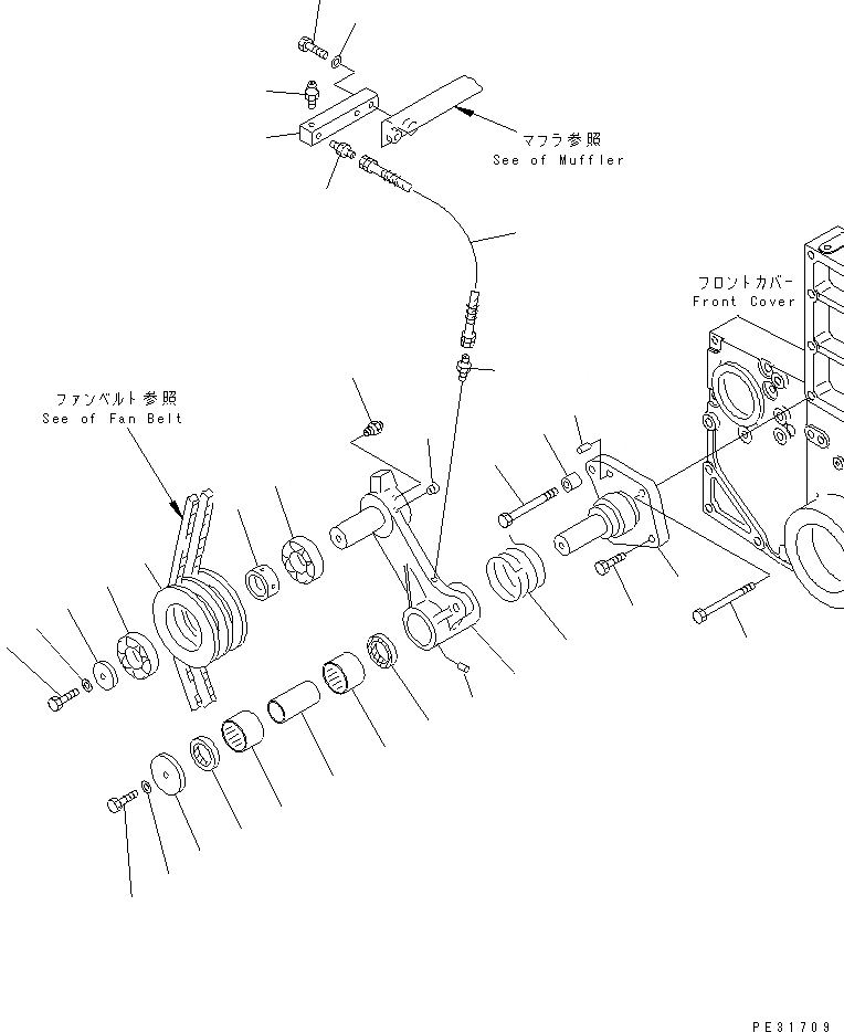 Схема запчастей Komatsu S6D140-1Z - НАТЯЖНОЙ РОЛИК ДВИГАТЕЛЬ