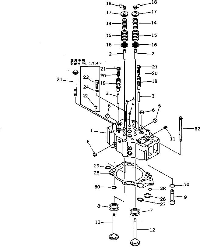 Схема запчастей Komatsu S6D140-1U - ГОЛОВКА ЦИЛИНДРОВ ГОЛОВКА ЦИЛИНДРОВ