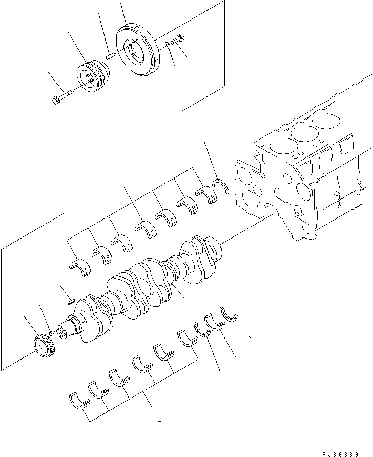 Схема запчастей Komatsu S6D140-1U - КОЛЕНВАЛ БЛОК ЦИЛИНДРОВ