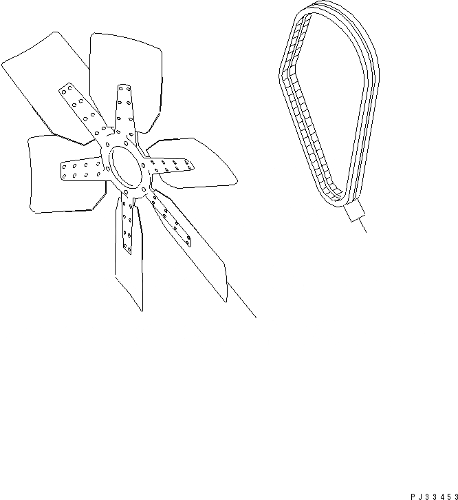 Схема запчастей Komatsu S6D140-1U - ВЕНТИЛЯТОР ОХЛАЖДЕНИЯ И V-РЕМЕНЬ СИСТЕМА ОХЛАЖДЕНИЯ