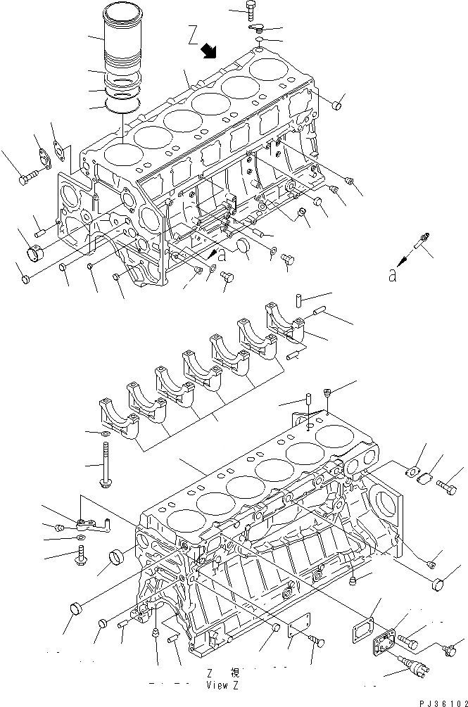 Схема запчастей Komatsu S6D140-1L - БЛОК ЦИЛИНДРОВ БЛОК ЦИЛИНДРОВ