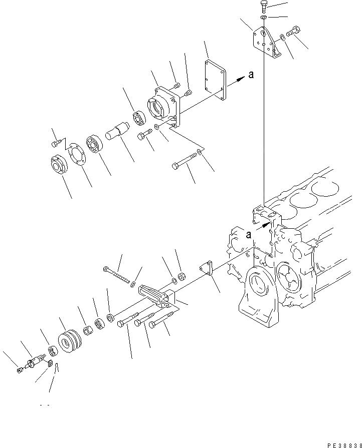 Схема запчастей Komatsu S6D140-1W - ПРИВОД ВЕНТИЛЯТОРА (С ЗАКАЛЕННЫМ ШКИВОМ)(№7-8) ДВИГАТЕЛЬ
