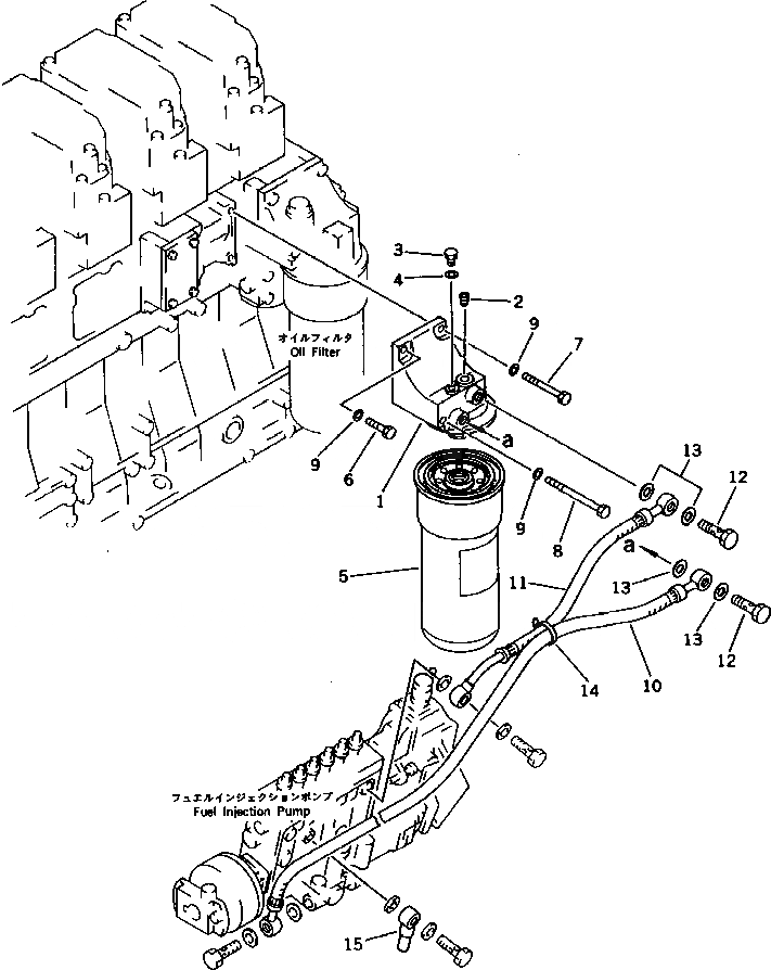 Схема запчастей Komatsu S6D140-1L - ТОПЛИВН. ФИЛЬТР. И ТРУБЫ ТОПЛИВН. СИСТЕМА