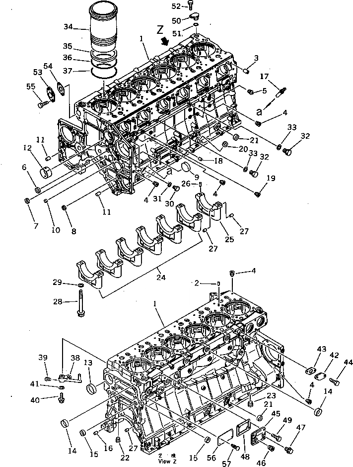 Схема запчастей Komatsu S6D140-1Q - БЛОК ЦИЛИНДРОВ(№7-) БЛОК ЦИЛИНДРОВ