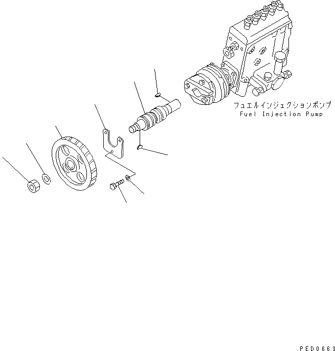 Схема запчастей Komatsu S6D140E-2A-6 - ПРИВОД ТОПЛ. НАСОСА(№-) ДВИГАТЕЛЬ