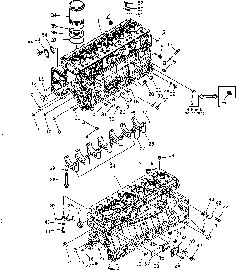 Схема запчастей Komatsu S6D140-1X - БЛОК ЦИЛИНДРОВ БЛОК ЦИЛИНДРОВ