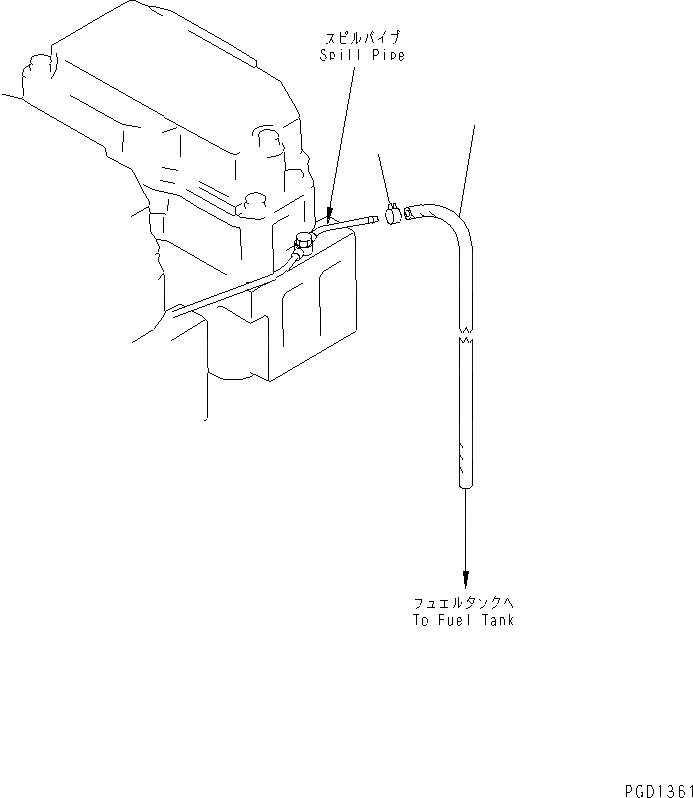 Схема запчастей Komatsu S6D140E-2D-6 - ВОЗВРАТ ТОПЛИВА(№7-) ДВИГАТЕЛЬ