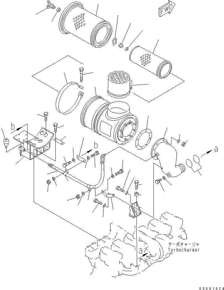 Схема запчастей Komatsu S6D140E-2B-6 - ВОЗДУХООЧИСТИТЕЛЬ (ДЛЯ DIAVIK)(№-) ДВИГАТЕЛЬ