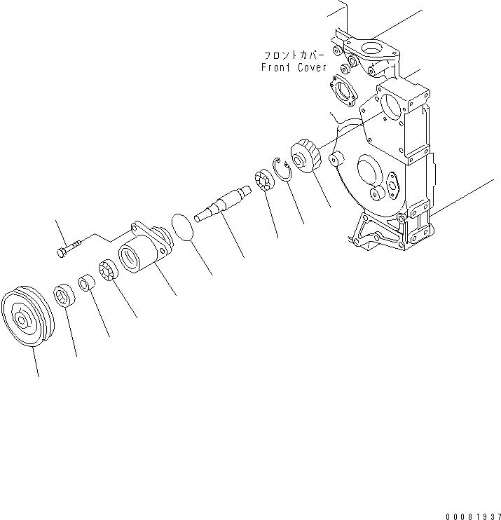 Схема запчастей Komatsu S6D140E-2B-6 - ПЕРЕДН. МЕХ-М ОТБОРА МОЩНОСТИ (ДЛЯ DIAVIK КОНДИЦ.)(№-) ДВИГАТЕЛЬ