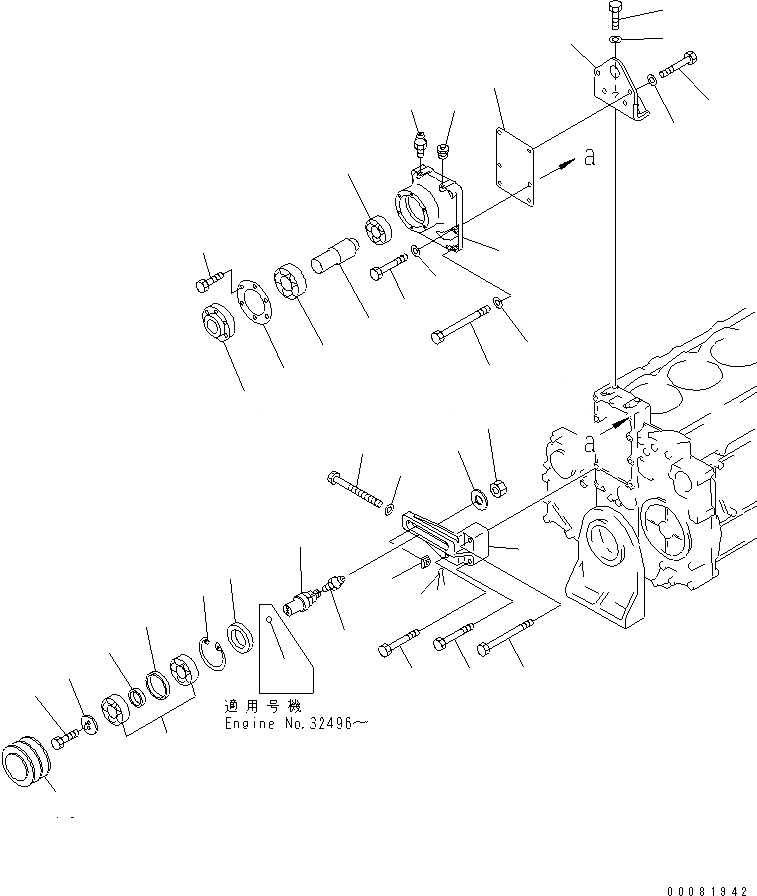 Схема запчастей Komatsu S6D140E-2B-6 - ПРИВОД ВЕНТИЛЯТОРА (С НЕ ЗАКАЛЕНН. ШКИВ) (ДЛЯ DIAVIK)(№-) ДВИГАТЕЛЬ
