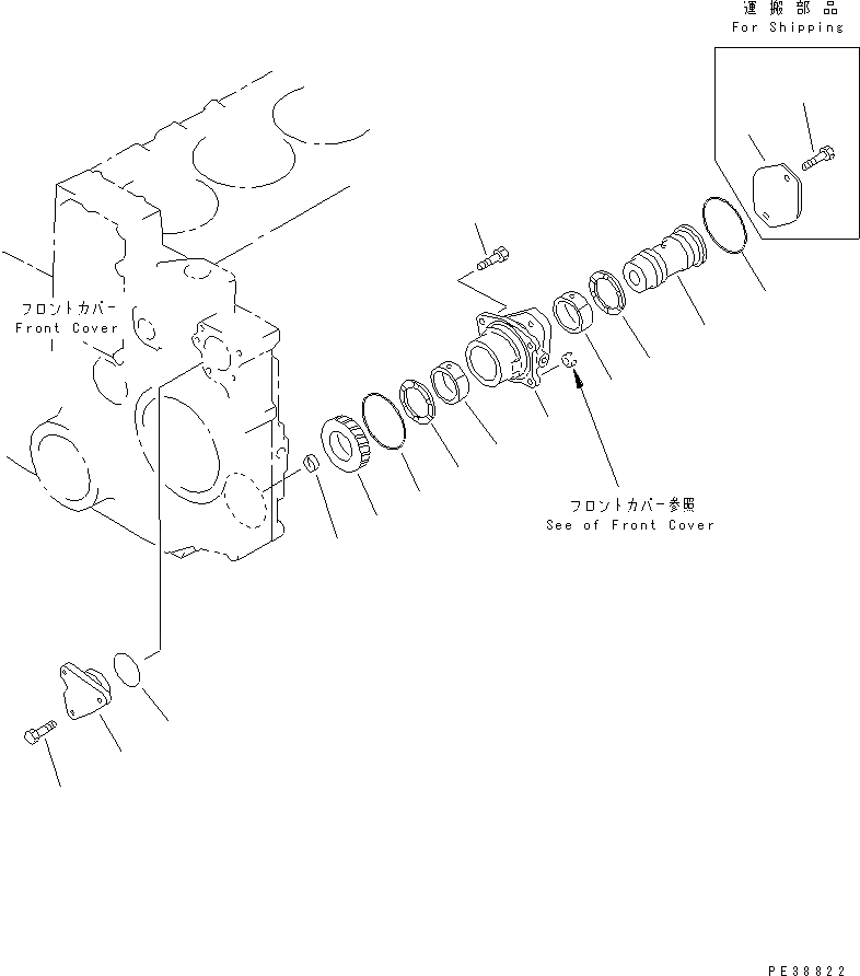 Схема запчастей Komatsu S6D140-1W-F - ПЕРЕДН. МЕХ-М ОТБОРА МОЩНОСТИ(№7-) ДВИГАТЕЛЬ