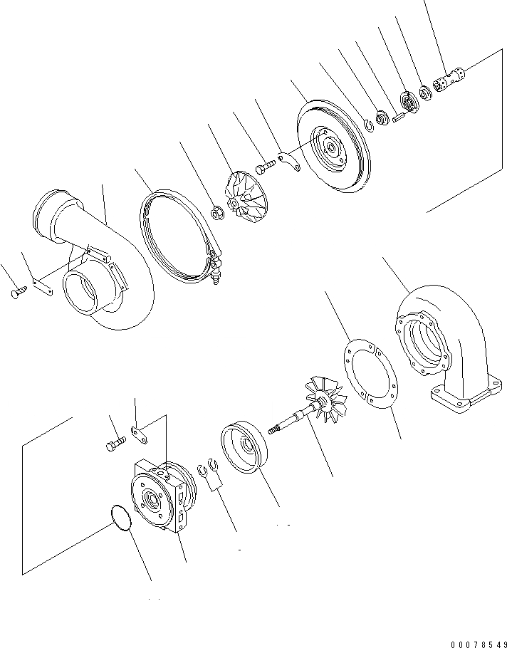 Схема запчастей Komatsu S6D140-1X-F - ТУРБОНАГНЕТАТЕЛЬ (KTR-B) (ВНУТР. ЧАСТИ)(№9-) ДВИГАТЕЛЬ