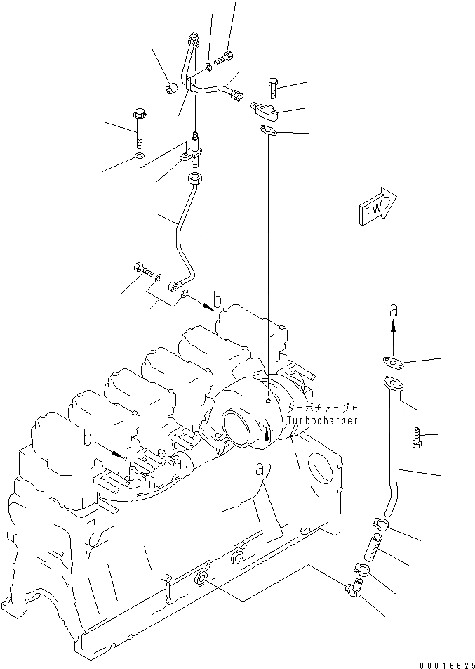 Схема запчастей Komatsu S6D140-1X-F - МАСЛОПРОВОДЯЩИЕ ТРУБКИ ТУРБОНАГНЕТАТЕЛЯ(№7-9) ДВИГАТЕЛЬ
