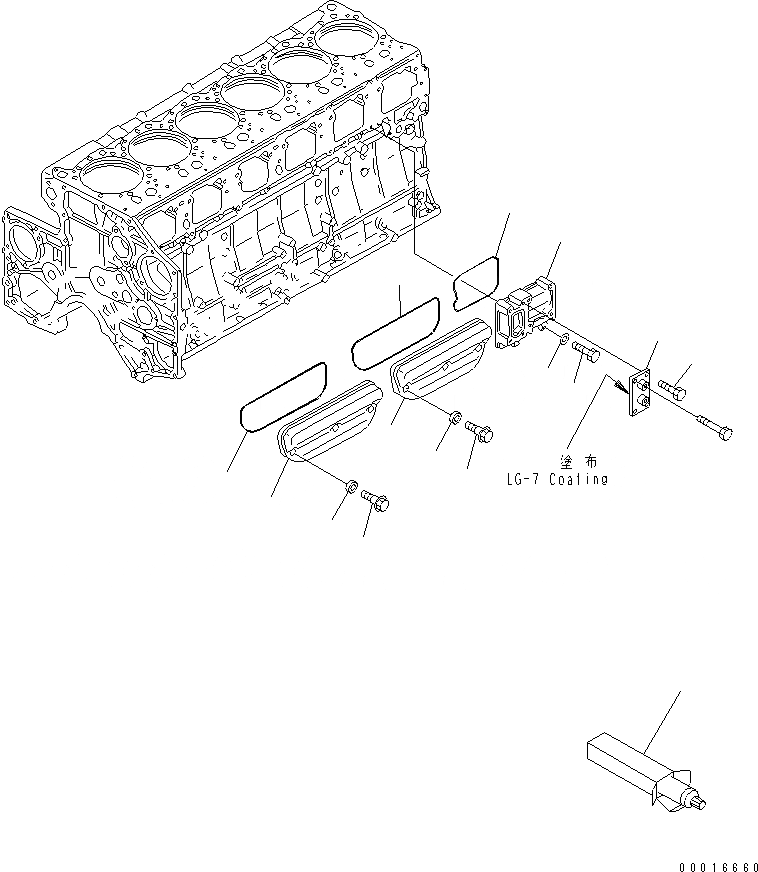 Схема запчастей Komatsu S6D140-1X-F - КРЫШКА ТОЛКАТЕЛЕЙ КЛАПАНА(№99-) ДВИГАТЕЛЬ