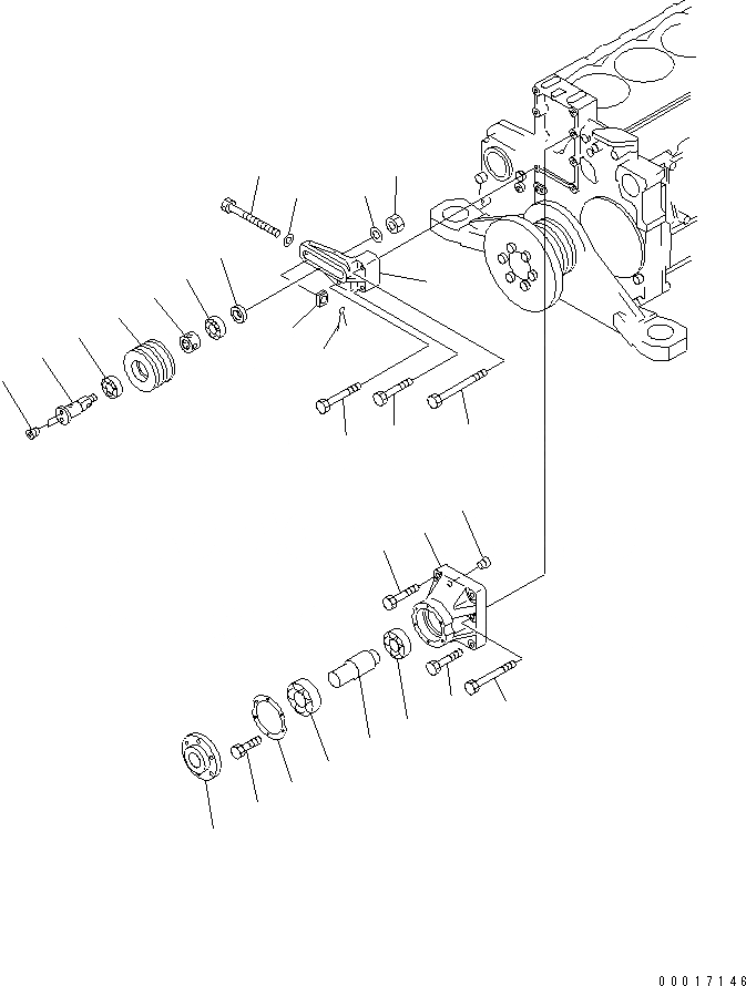Схема запчастей Komatsu S6D140-1X-F - ПРИВОД ВЕНТИЛЯТОРА(№9-87) ДВИГАТЕЛЬ
