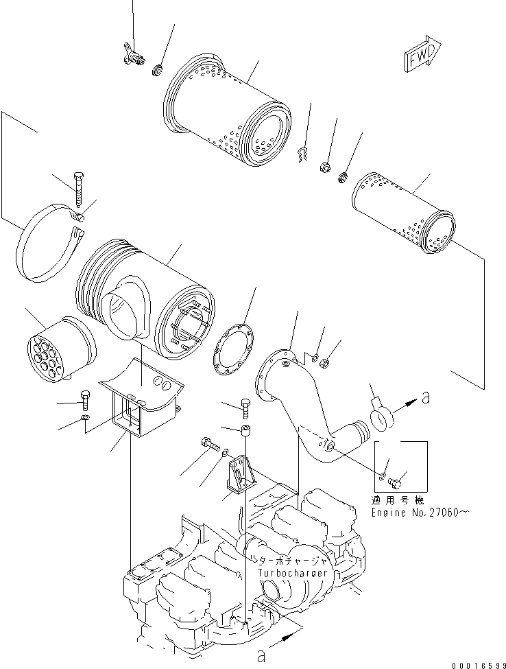 Схема запчастей Komatsu S6D140-1A-F - ВОЗДУХООЧИСТИТЕЛЬ КРЕПЛЕНИЕ (TUNNRL СПЕЦ-Я.)(№-) ДВИГАТЕЛЬ