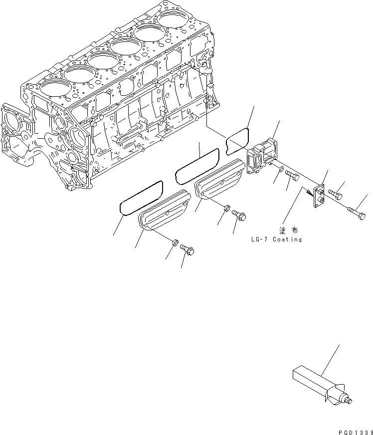 Схема запчастей Komatsu S6D140-1A-F - КРЫШКА ТОЛКАТЕЛЕЙ КЛАПАНА(№-) ДВИГАТЕЛЬ
