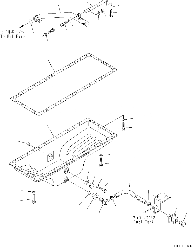 Схема запчастей Komatsu S6D140-1A-F - МАСЛЯНЫЙ ПОДДОН И ВСАСЫВАЮЩИЙ ПАТРУБОК (КРОМЕ ЯПОН. C СПЕЦ-Я.)(№9-) ДВИГАТЕЛЬ