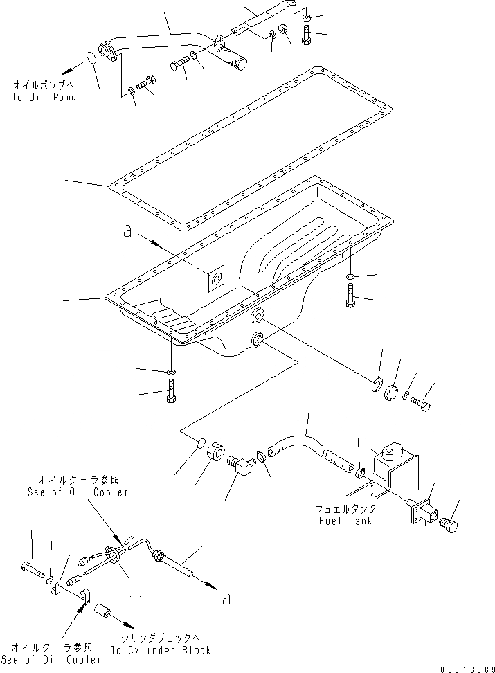Схема запчастей Komatsu S6D140-1A-F - МАСЛЯНЫЙ ПОДДОН И ВСАСЫВАЮЩИЙ ПАТРУБОК (МОРОЗОУСТОЙЧИВ. СПЕЦИФИКАЦИЯ)(№9-) ДВИГАТЕЛЬ