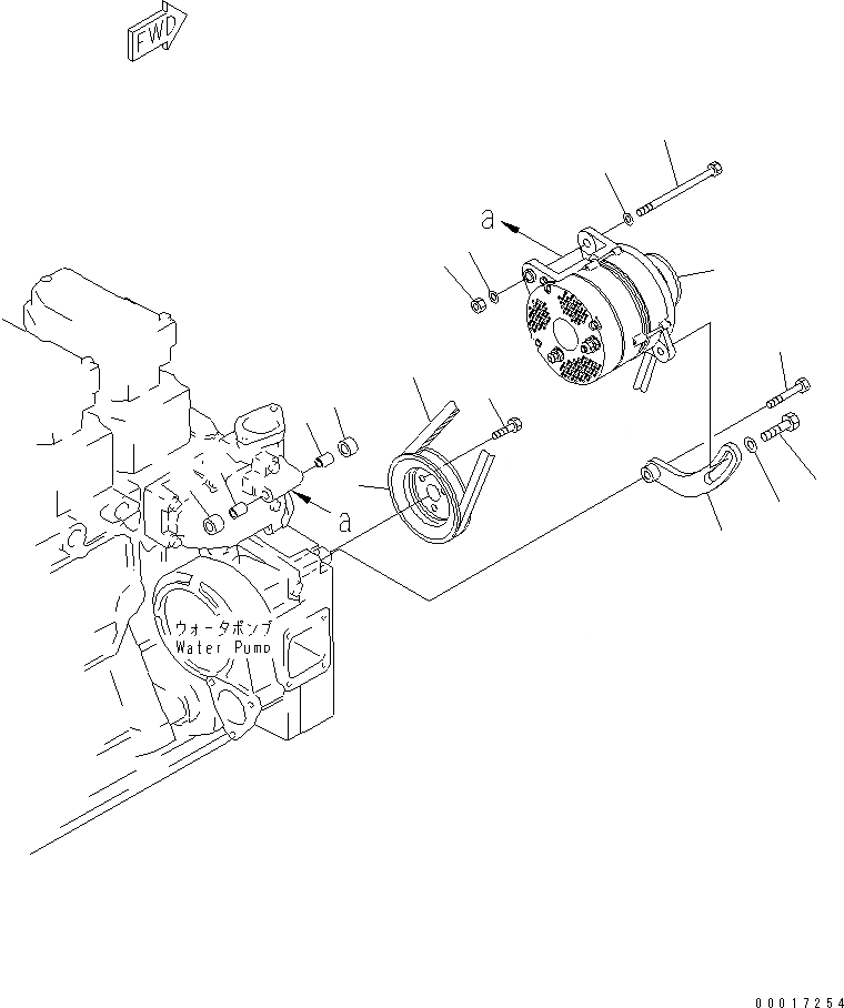 Схема запчастей Komatsu S6D140-1A-F - КРЕПЛЕНИЕ ГЕНЕРАТОРА (A) (МОРОЗОУСТОЙЧИВ. СПЕЦИФИКАЦИЯ)(№9-) ДВИГАТЕЛЬ