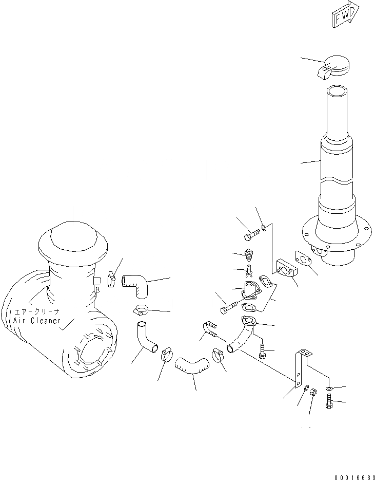 Схема запчастей Komatsu S6D140-1U-F - ЭЖЕКТОРНАЯ ТРУБА (С ВЫПУСКН. КРЫШКА)(№9-) ДВИГАТЕЛЬ