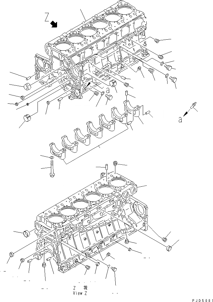 Схема запчастей Komatsu S6D140E-2D-6 - БЛОК ЦИЛИНДРОВ (/)(№98-) ДВИГАТЕЛЬ