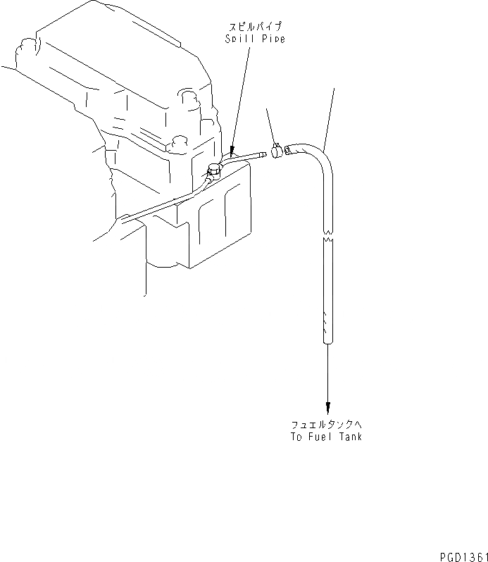 Схема запчастей Komatsu S6D140E-2D-6 - ВОЗВРАТ ТОПЛИВА(№7-) ДВИГАТЕЛЬ