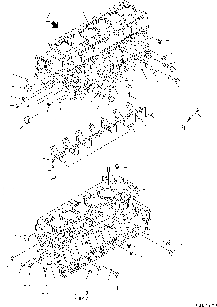 Схема запчастей Komatsu S6D140E-2C-6 - БЛОК ЦИЛИНДРОВ (/)(№-) ДВИГАТЕЛЬ