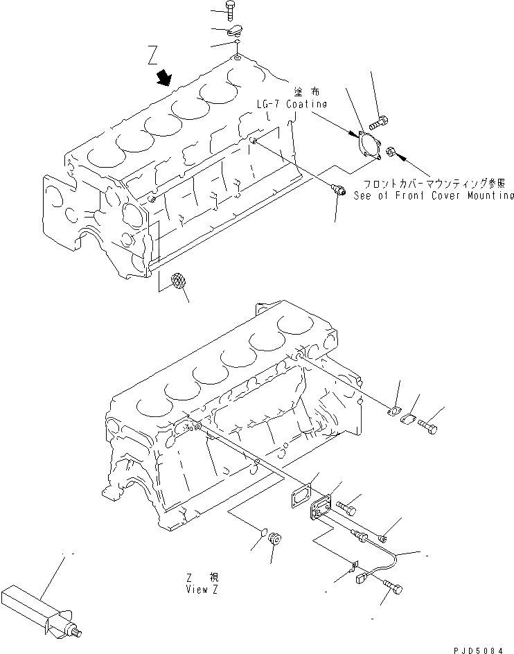 Схема запчастей Komatsu S6D140E-2C-6 - БЛОК ЦИЛИНДРОВ КРЕПЛЕНИЕ(№8-) ДВИГАТЕЛЬ