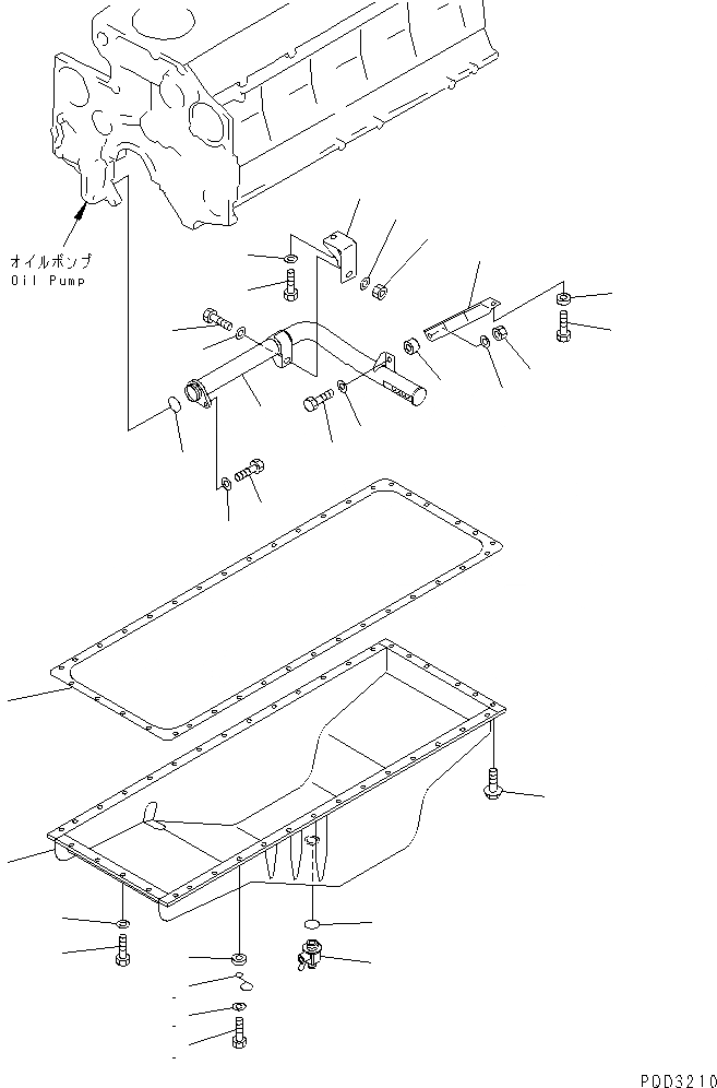 Схема запчастей Komatsu S6D140E-2C-6 - МАСЛЯНЫЙ ПОДДОН И ВСАСЫВАЮЩИЙ ПАТРУБОК(№-) ДВИГАТЕЛЬ