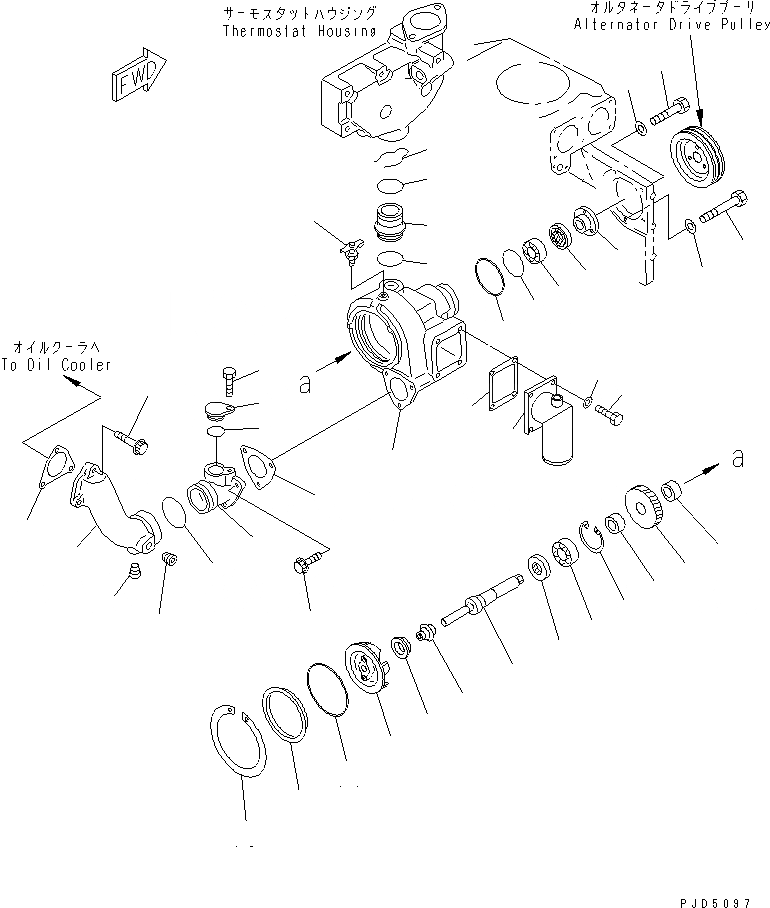 Схема запчастей Komatsu S6D140E-2C-6 - ВОДЯНАЯ ПОМПА(№7-) ДВИГАТЕЛЬ