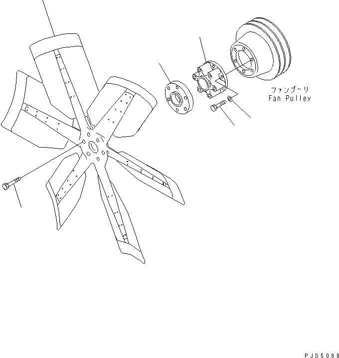 Схема запчастей Komatsu S6D140E-2B-6 - ВЕНТИЛЯТОР ОХЛАЖДЕНИЯ (ВСАСЫВ. ВЕНТИЛЯТОР)(№-) ДВИГАТЕЛЬ