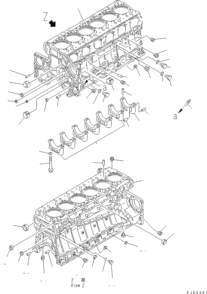 Схема запчастей Komatsu S6D140E-2A-6 - БЛОК ЦИЛИНДРОВ (/)(№98-) ДВИГАТЕЛЬ