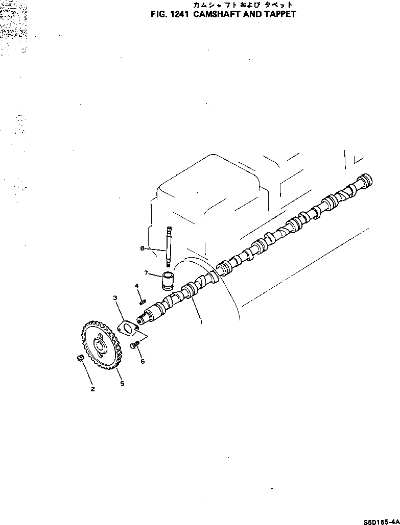 Схема запчастей Komatsu S6D155-4A - РАСПРЕДВАЛ И ТОЛКАТЕЛЬ БЛОК ЦИЛИНДРОВ