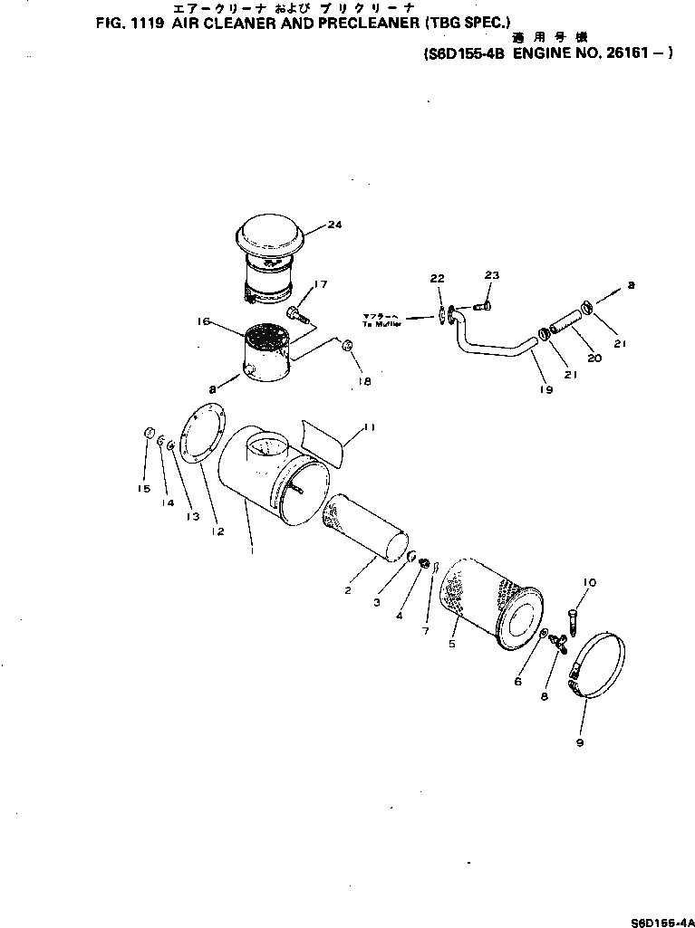 Схема запчастей Komatsu S6D155-4B - ВОЗДУХООЧИСТИТЕЛЬ И ПРЕФИЛЬТР (СПЕЦ-Я TBG)(№-) ГОЛОВКА ЦИЛИНДРОВ
