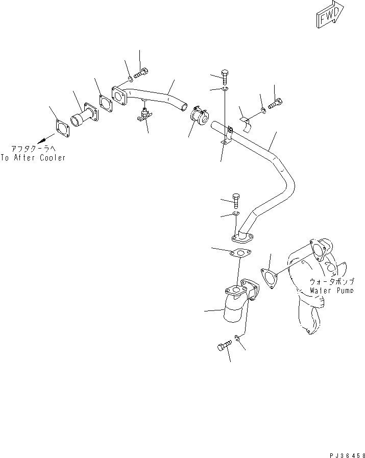 Схема запчастей Komatsu S6D155-4S - ВОДН. ГИДРОЛИНИЯ (С ПОСЛЕОХЛАДИТЕЛЬ) ГОЛОВКА ЦИЛИНДРОВ