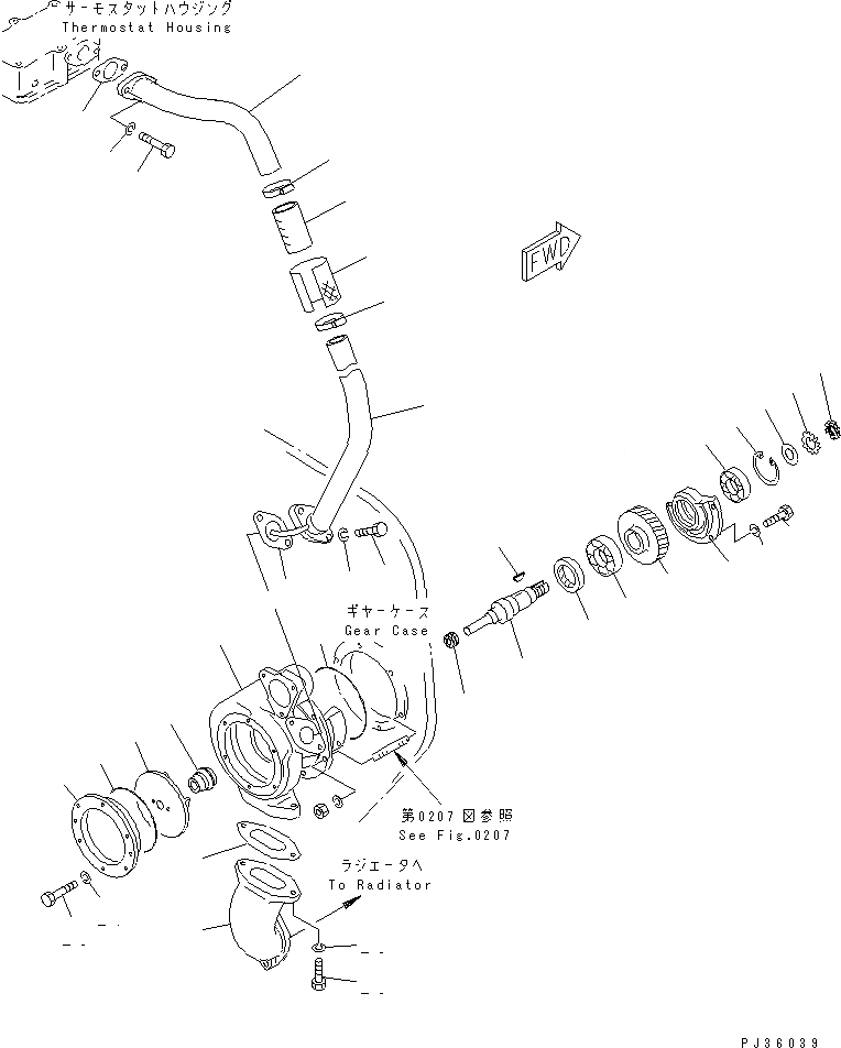 Схема запчастей Komatsu S6D155-4S - ВОДЯНАЯ ПОМПА СИСТЕМА ОХЛАЖДЕНИЯ