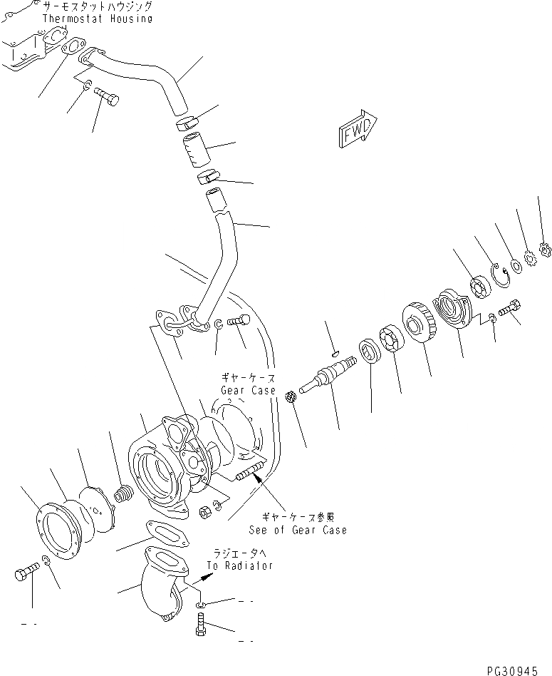 Схема запчастей Komatsu S6D155-4AA - ВОДЯНАЯ ПОМПА СИСТЕМА ОХЛАЖДЕНИЯ