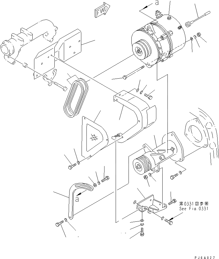 Схема запчастей Komatsu S6D155-4AA - ГЕНЕРАТОР И КРЕПЛЕНИЕ (A) (A.P.S. СПЕЦ-Я¤)(№877-) ЭЛЕКТРИКА