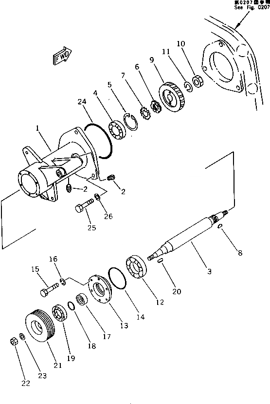 Схема запчастей Komatsu S6D155-4S - ПРИВОД ГЕНЕРАТОРА ЭЛЕКТРИКА