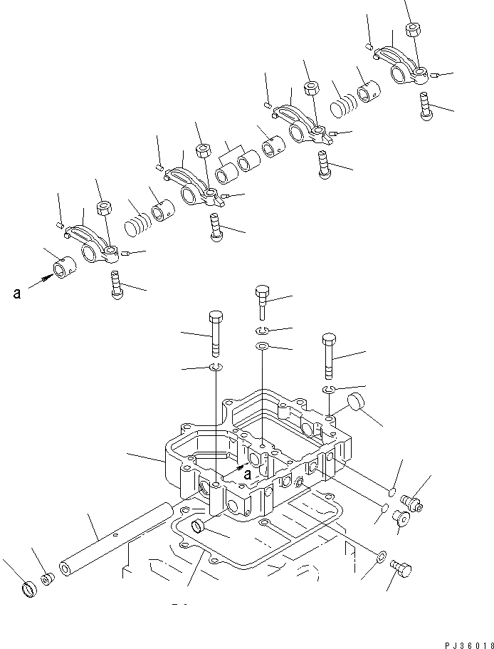 Схема запчастей Komatsu S6D155-4S-DR - КОРОМЫСЛО И КОЖУХ ГОЛОВКА ЦИЛИНДРОВ