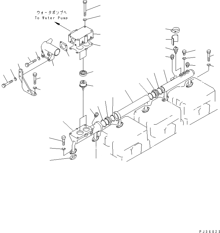 Схема запчастей Komatsu S6D155-4S-DR - ВОДЯНОЙ КОЛЛЕКТОР И ТЕРМОСТАТ ГОЛОВКА ЦИЛИНДРОВ